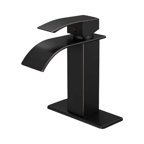 Unbranded Single Handle Single Hole Bathroom Faucet with Waterfall in Oil Rubbed Bronze