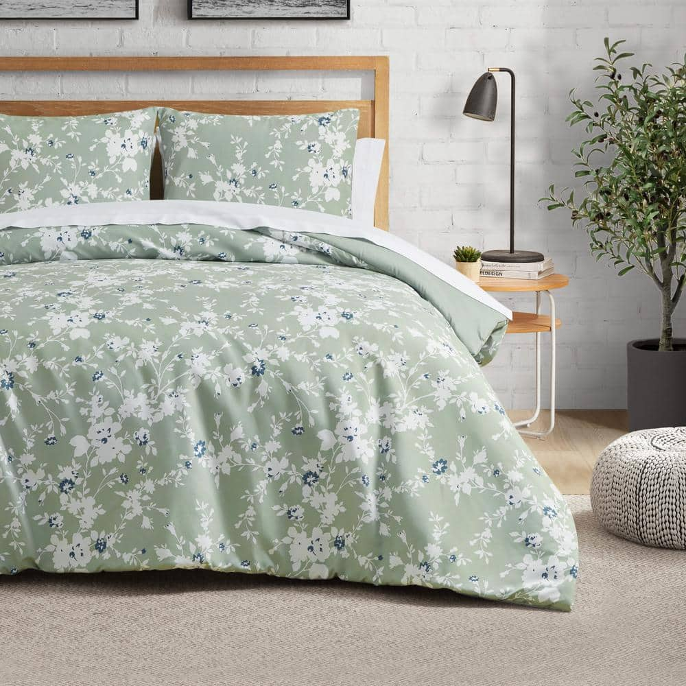  Fianna Floral 3-Piece Sage Polyester Full/Queen Comforter Set