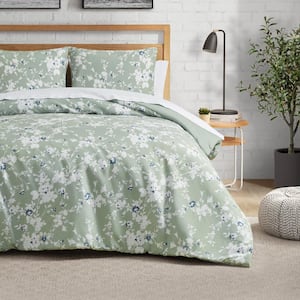 Fianna Floral 3-Piece Sage Polyester Full/Queen Comforter Set