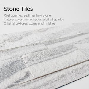 4-sheets Gray Sand 24 in. x 6 in. Peel, Stick Self-Adhesive Decorative 3D Stone Tile Backsplash (3.87 sq.ft. / pack)
