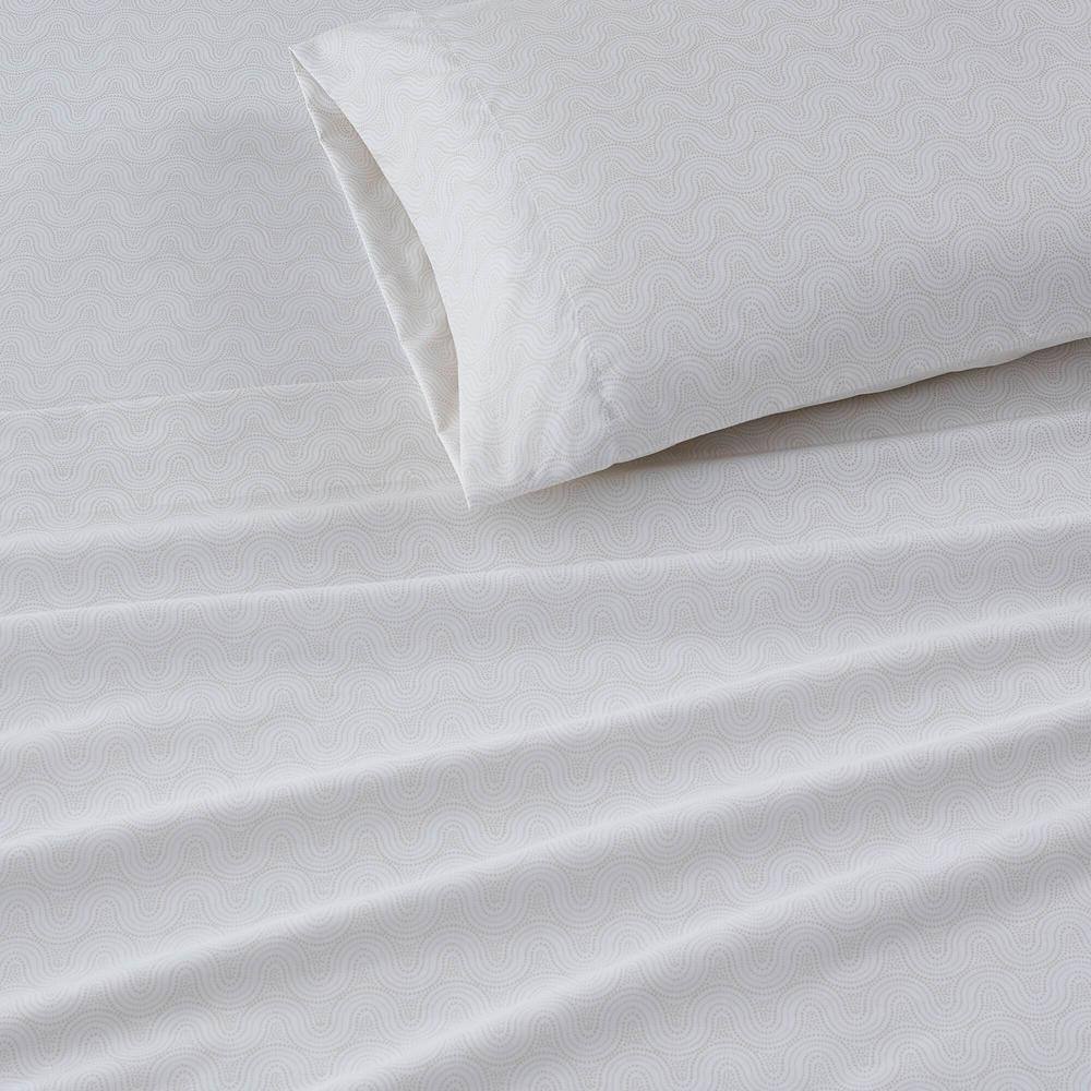 Twin Beige Dotted Arches Organic Cotton Microfiber Sheet Set