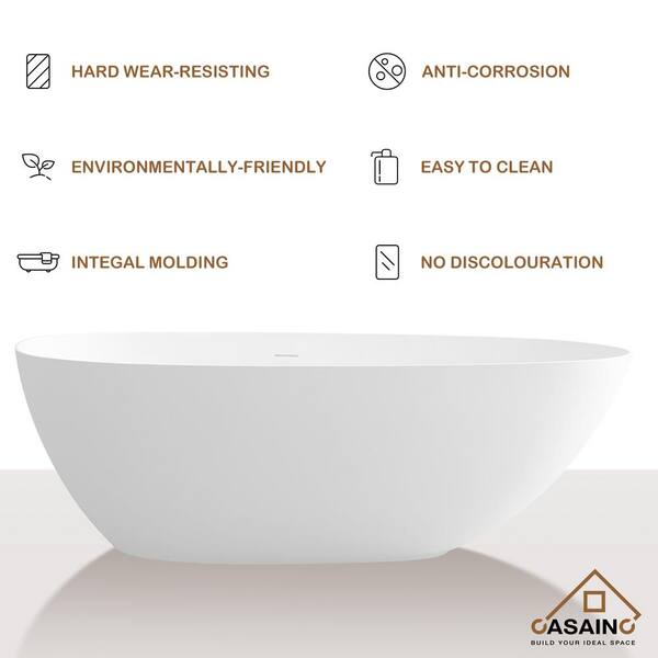 CASAINC 59 in. x 22 in. Solid Surface Stone Resin Stand Alone  