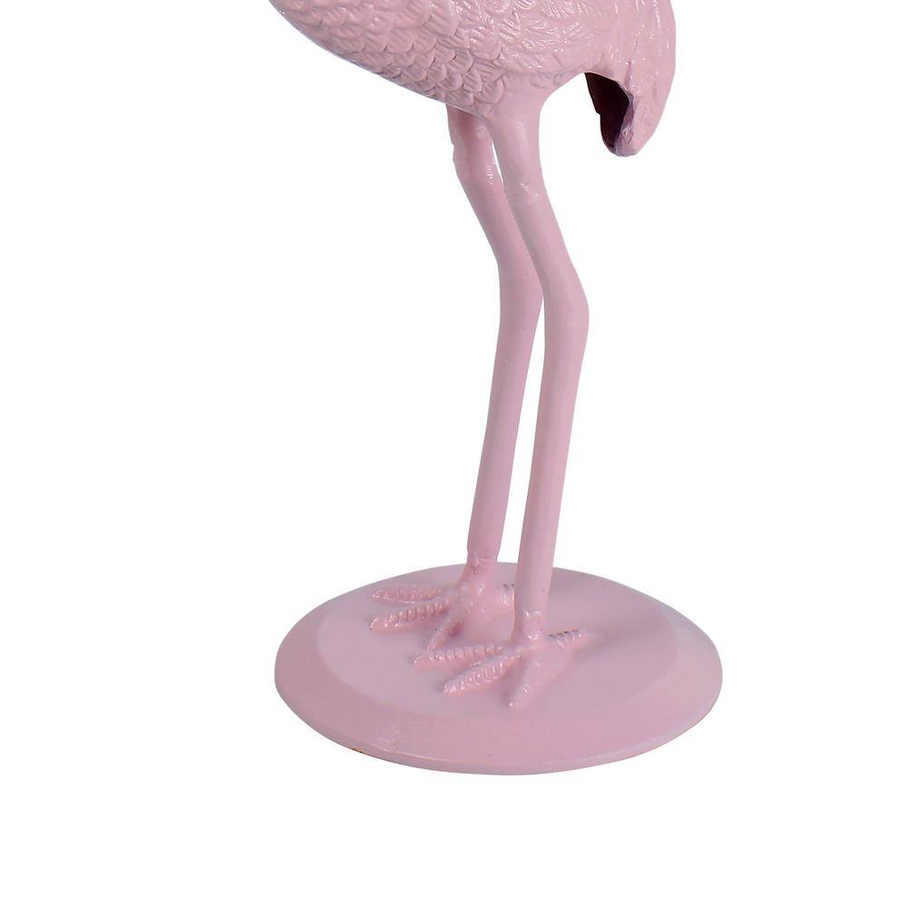 Blanche Pink Flamingo Round Glass Top Mid-Century End Table