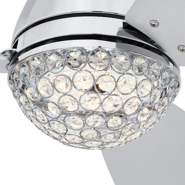Corvin 52 in. Dimmable LED Indoor Chrome Smart Ceiling Fan with Crystal Light and Remote, Works with Alexa/Google Home