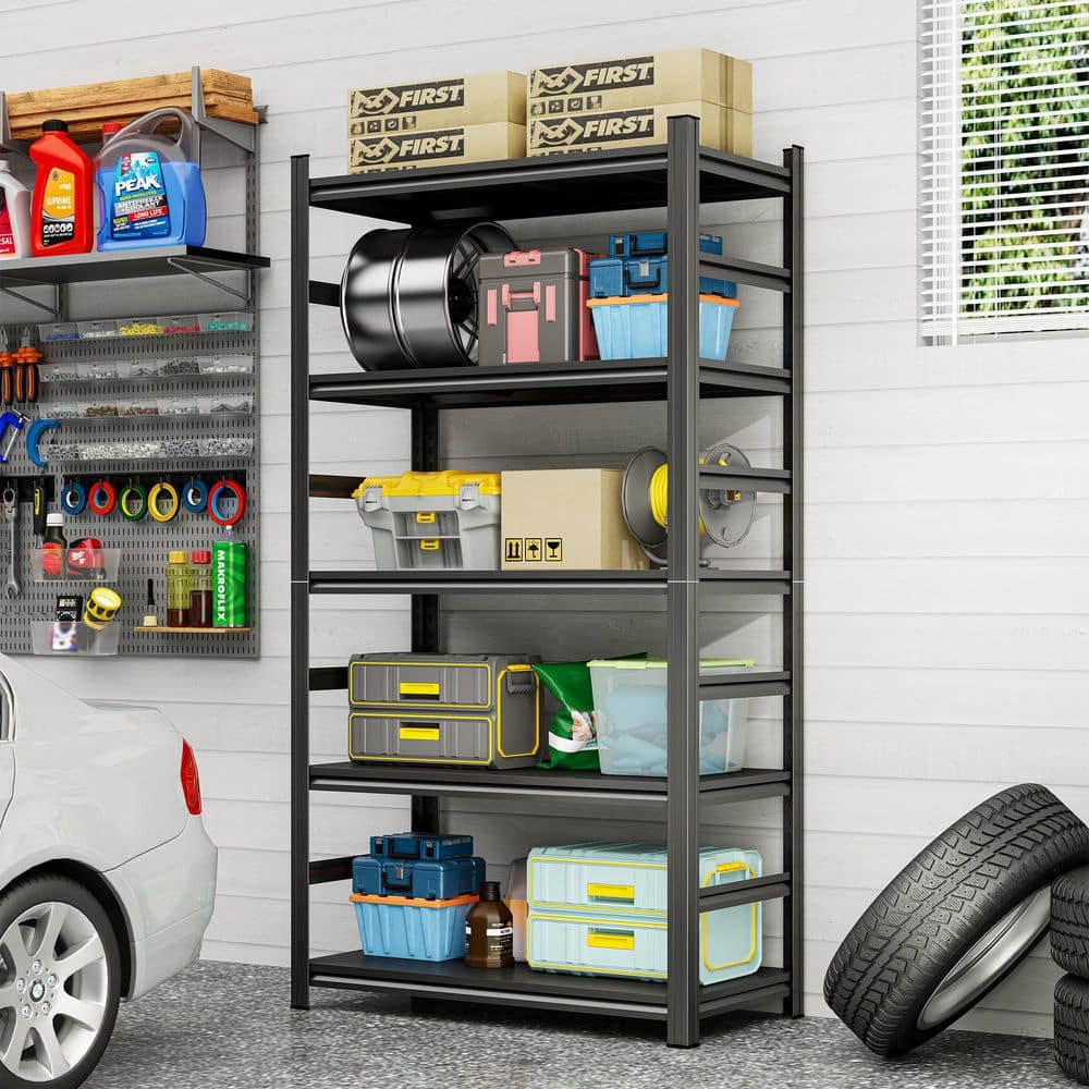 5-Tier 3000 lb. Heavy Duty Metal Shelving Unit, Adjustable Metal Shelf for Garages, Supermarkets, Kitchens in Black price history on PriceWatchPro
