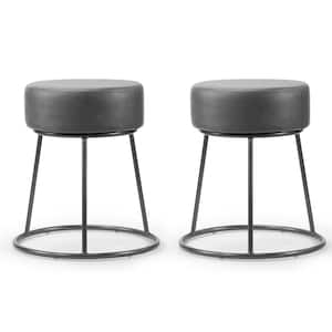 Amie Grey Backless Dining Chair with Gunmetal Grey Frame (Set of 2)