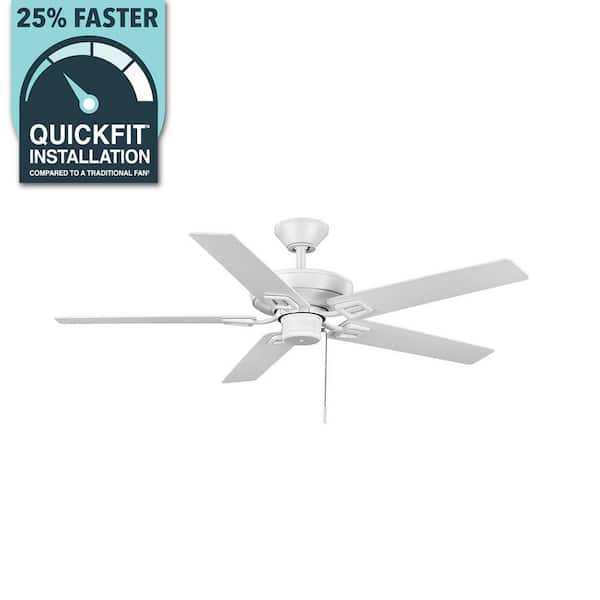 Bayfield 52 in. Indoor Matte White Dry Rated Downrod Ceiling Fan with 5 Reversible Blades