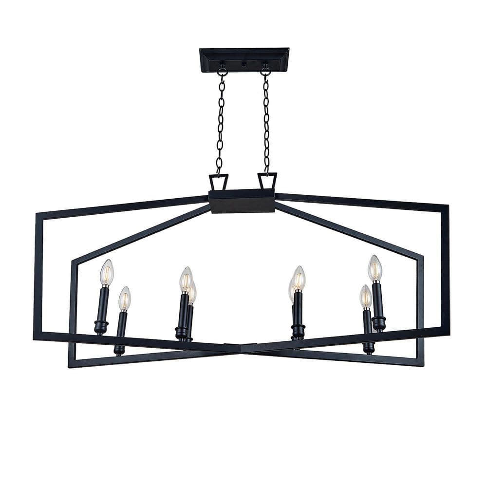 8-Light Black Island Chandelier