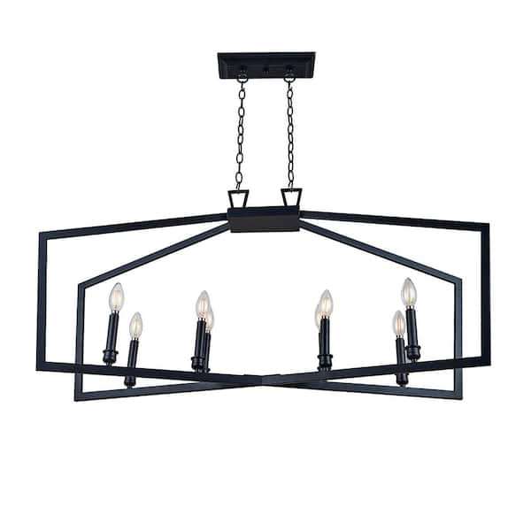 Unbranded 8-Light Black Island Chandelier