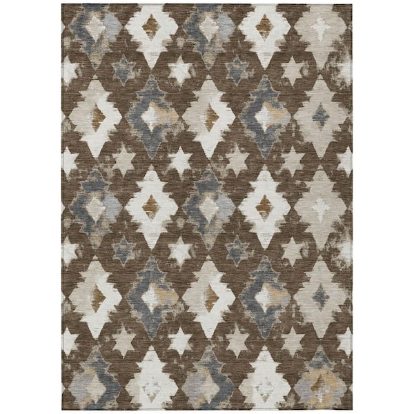 Chantille Machine Washable Indoor/Outdoor Abstract ACN3062 Chocolate 10 ft. x 14 ft. Area Rug