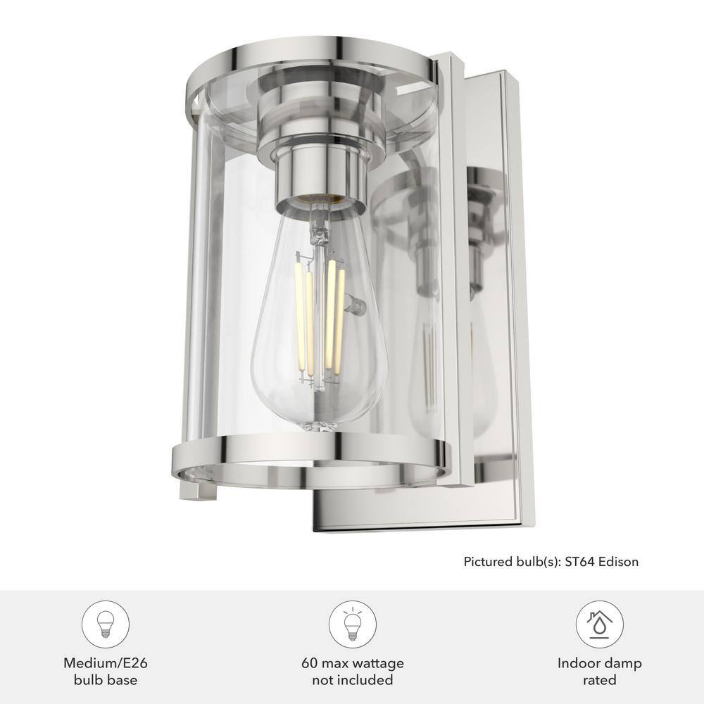 Polished Nickel Dimmable Art Deco Wall Sconce