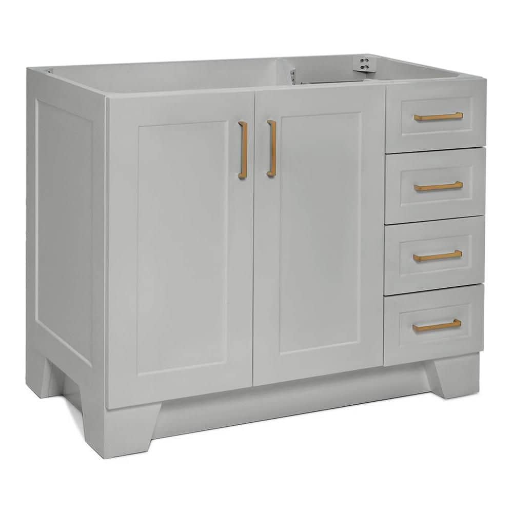 Gray 42'' Freestanding Wood Bathroom Vanity Base with Brass Hardware