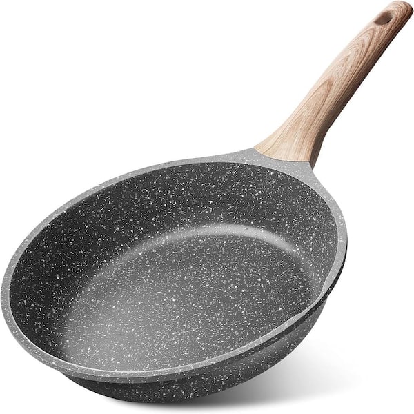 8 in. Gray Granite Stone Nonstick Skillet with Three-Layer Coating, PFOA Free, Induction Compatible Chef Pan