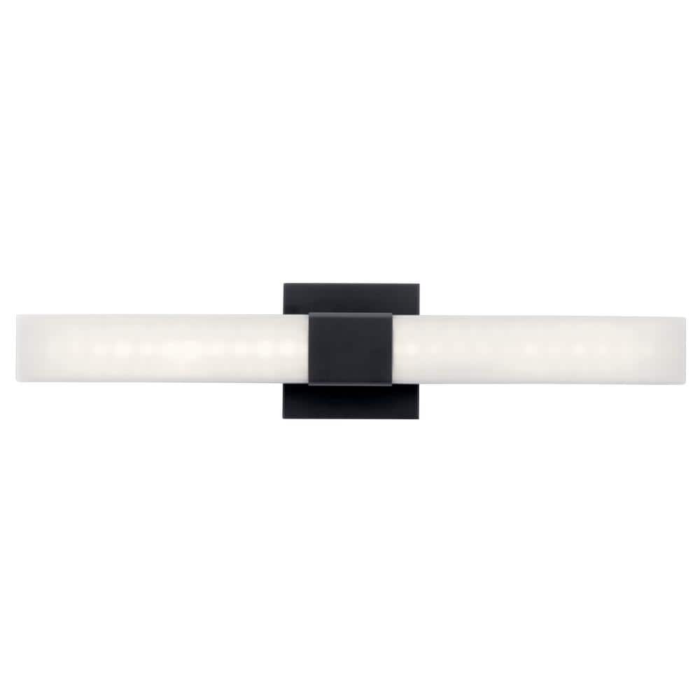 Neltev Matte Black 24" LED Bath Vanity Light with White Shade