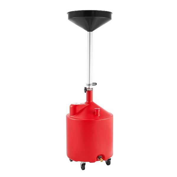 18 Gal. Waste Oil Drain Tank, Industrial Fluid Drain Tank with Adjustable Funnel Height Portable Oil Drainer with Wheels