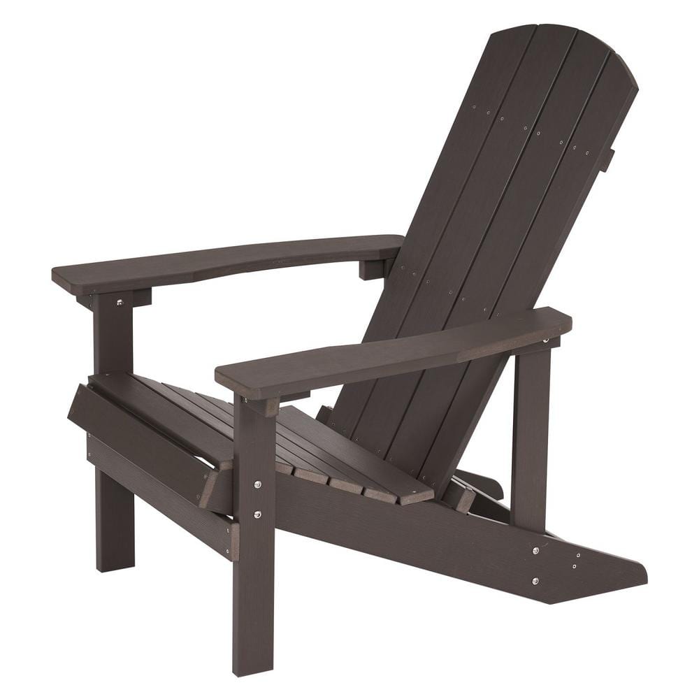 All-Weather Adirondack Chair in Coffee Brown Faux Wood Charcoal Gray