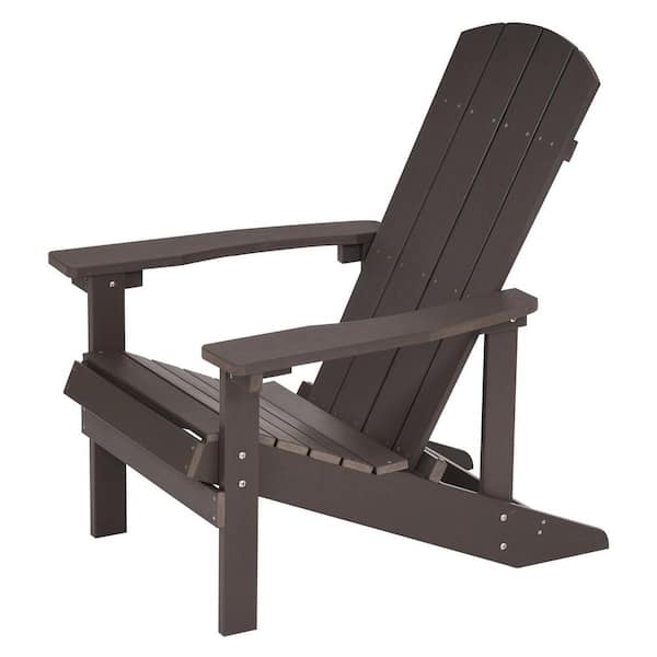 Unbranded All-Weather Adirondack Chair in Coffee Brown Faux Wood Charcoal Gray