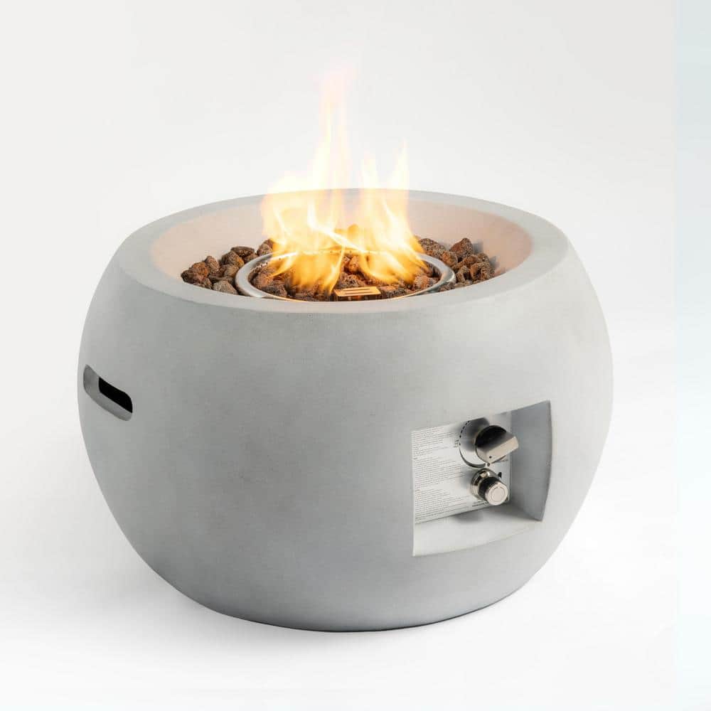 Outdoor Propane Fire Pit Table, Compact Streamlined 24 in. Round Graphite B