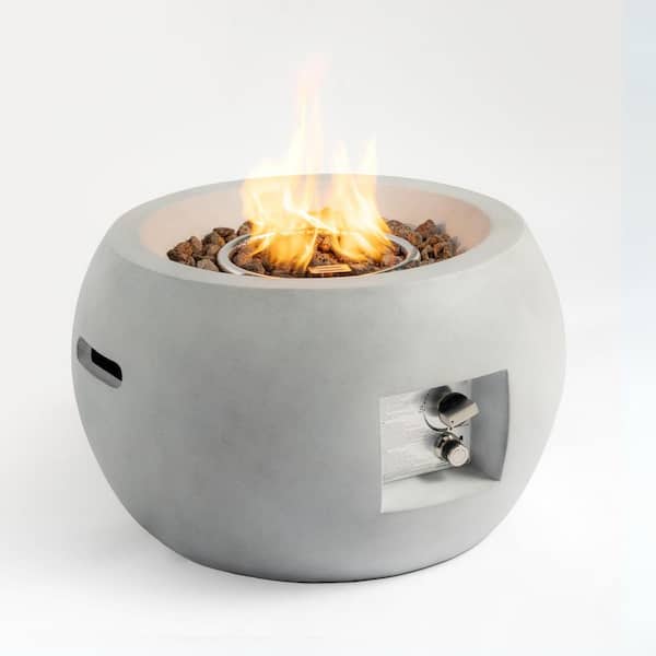 Unbranded Outdoor Propane Fire Pit Table, Compact Streamlined 24 in. Round Graphite Base with waterproof cover, Free Lava Rocks