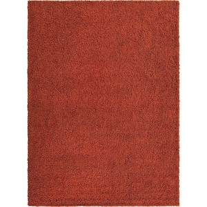 Solid Shag Terracotta 9 ft. x 12 ft. Area Rug