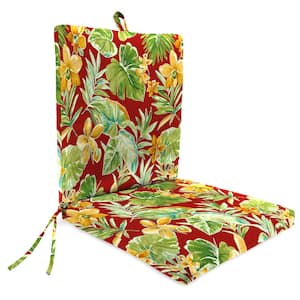 44 in. L x 21 in. W x 3.5 in. T Outdoor High Back Chair Cushion in Beachcrest Poppy Red Floral