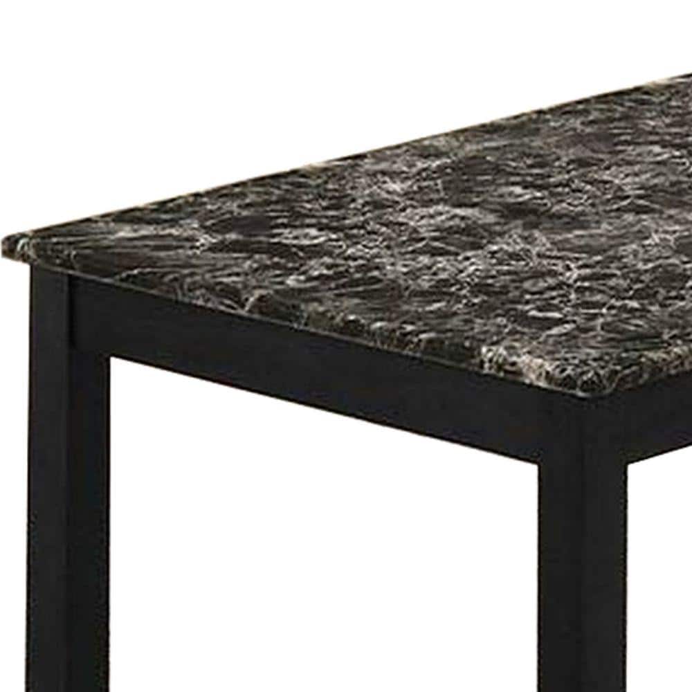 Transitional 3-Piece Faux Marble Coffee and End Table Set - Black
