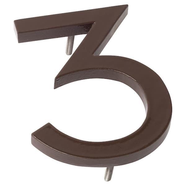 6" Antique Copper Aluminum floating or flat Modern House Numbers 0-9-3