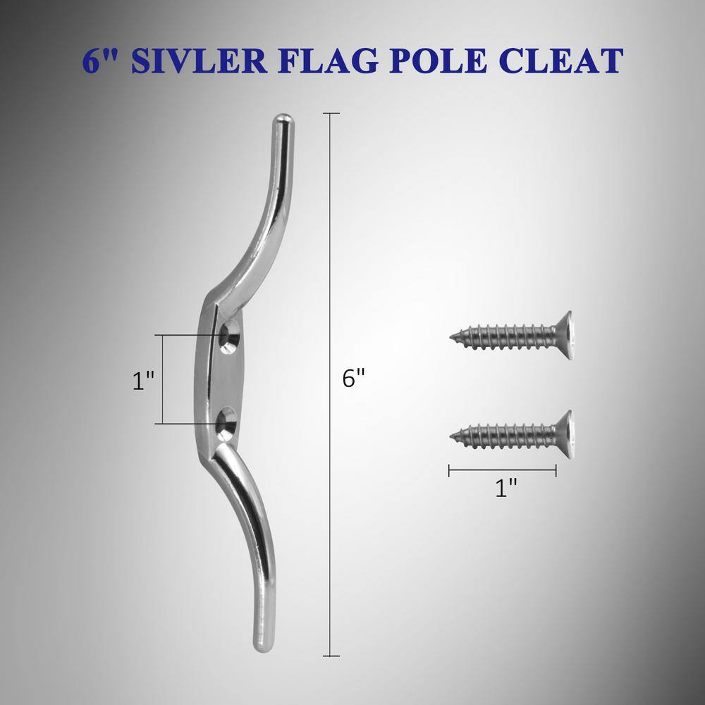 Silver Zinc Alloy Flagpole Cleat Hook Set with Screws