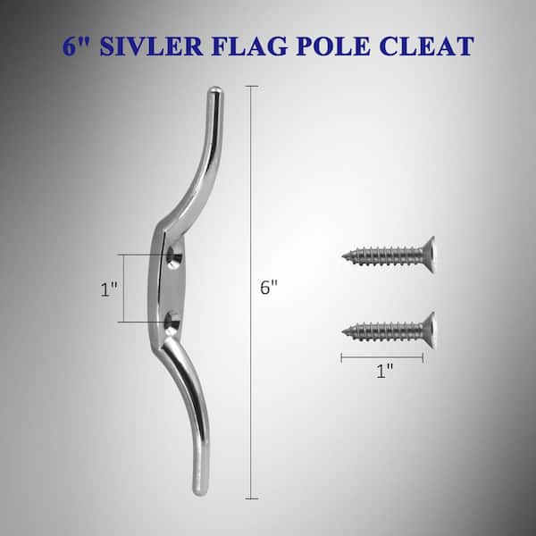 Flagpole Banana Cleat Cast Aluminum USA Made Silver 6" & 9" with Screws 