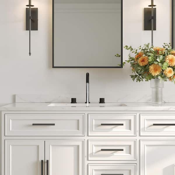 Gooseneck Spout High-Arc 3-Hole 8 in. Widespread 2-Handle Bathroom Faucet in Matte Black Pop-Up Drain Included