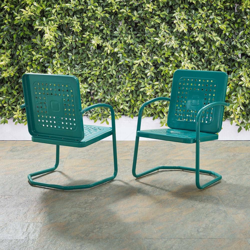 Vintage Turquoise Retro Metal Outdoor Armchair Set