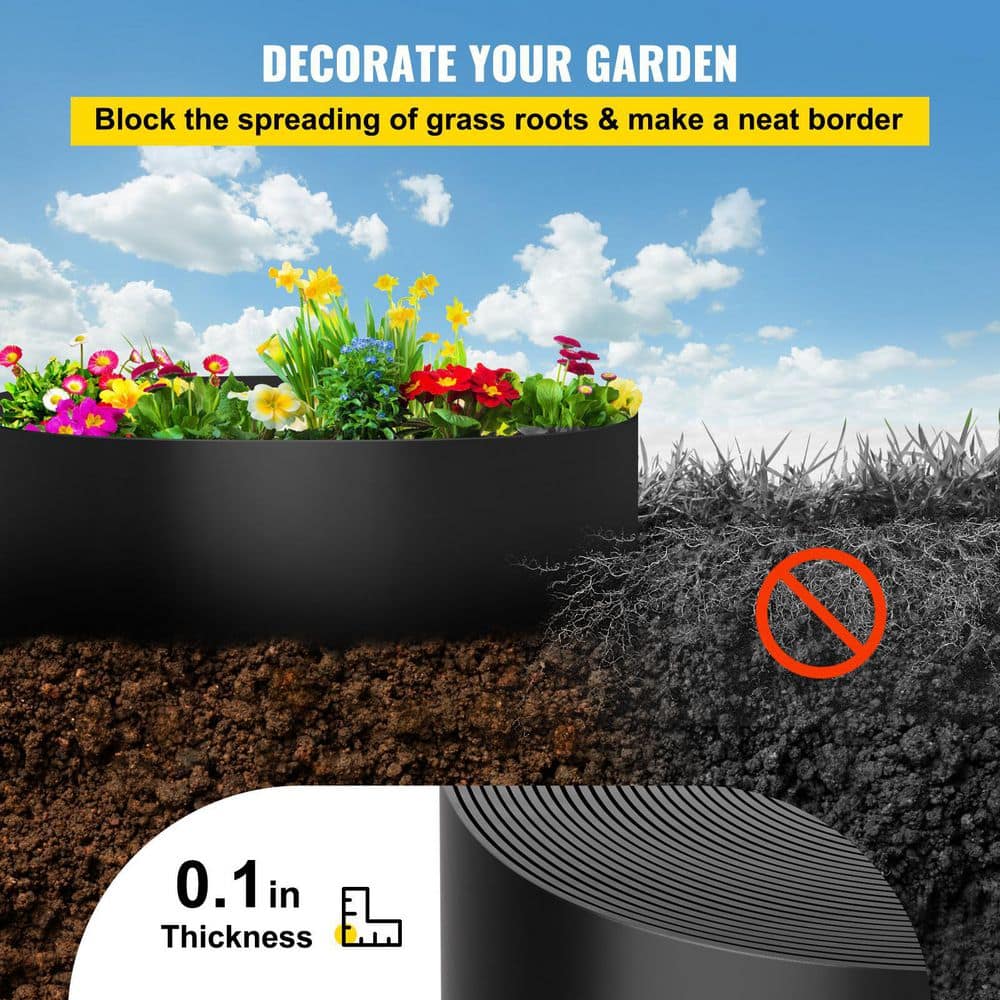 Black Vinyl 10" x 300 ft Landscape Edging Roll