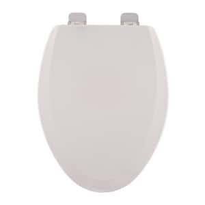 Centocore Elongated Closed Front Toilet Seat in White with Chrome Hinge