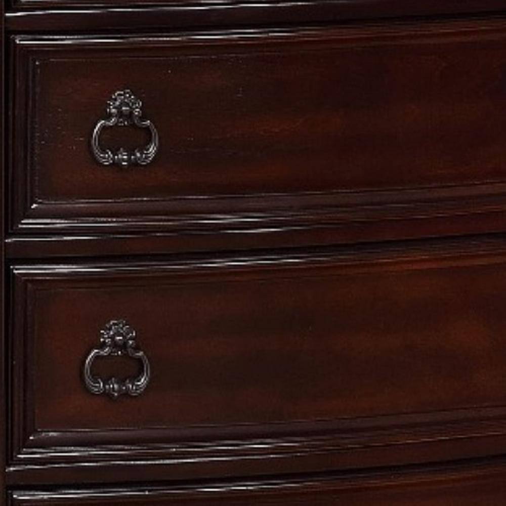 Cherry Brown 5-Drawer Solid Wood Chest with Marble Top