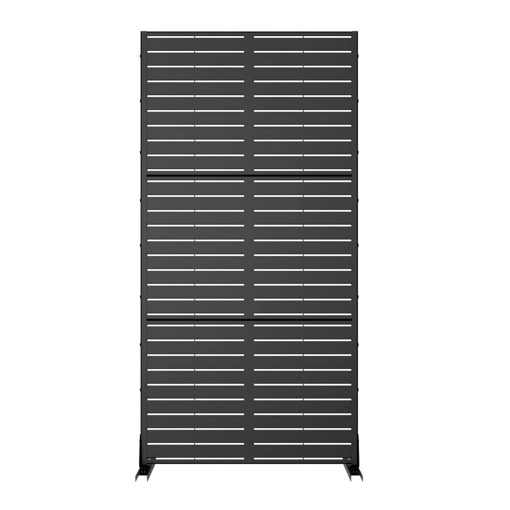 72 in. x 35 in. Black Outdoor Metal Galvanized Privacy Screen Fence ...