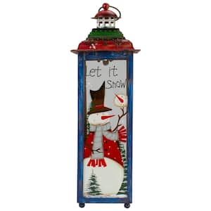 15 in. Red White and Green "Snow" Christmas Lantern