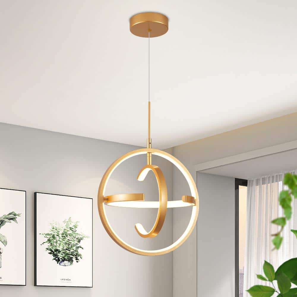 Gold Adjustable Globe LED Pendant Light with Cage Design