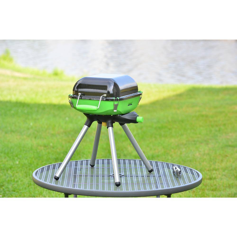 Light Green and Black Portable Propane BBQ Grill with Accessories