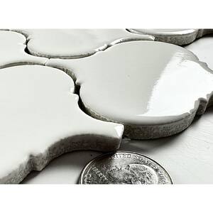 Monet White 9.84 in. x 11.61 in. Lantern Glossy Arabesque Mosaic Porcelain Wall and Pool Tile (11.06 sq.ft./Case)