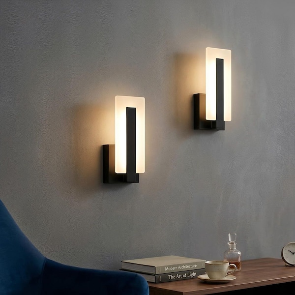 5 in. Modern Acrylic LED Wall Sconce, 7W Warm White 3000K Wall Light, 2 Pack for Bedroom, Bathroom, and Living Room