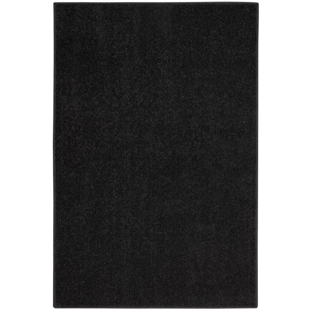 Nourison Essentials 2 ft. x 4 ft. Black Solid Indoor/Outdoor Patio
