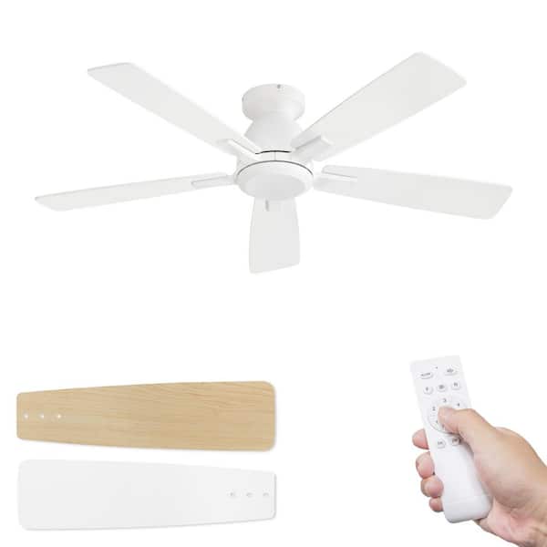 46 in. Indoor 6 Fan Speeds Ceiling Fan in White with Remote Control and Quiet DC Motor for Living Room Bedroom Patio