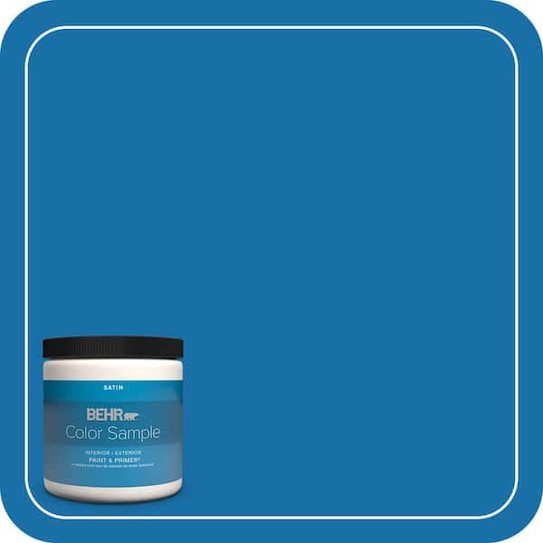 BEHR PREMIUM PLUS 8 oz. #560B-7 Cerulean Satin Enamel Interior/Exterior Paint & Primer Color Sample