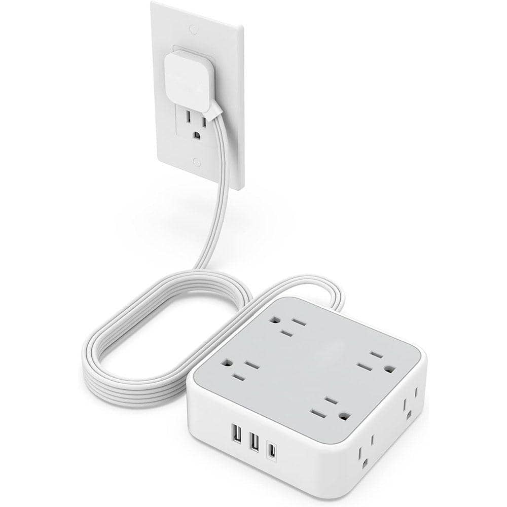 8-Outlet 10 ft. Ultra Thin Power Strip Surge Protector Extension Cord with 