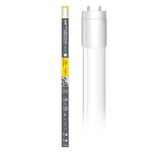 10-Watt 2 ft. T8/12 G13 Type A Plug and Play Linear LED Tube Light Bulb, Bright White 3000K, 1 Bulb