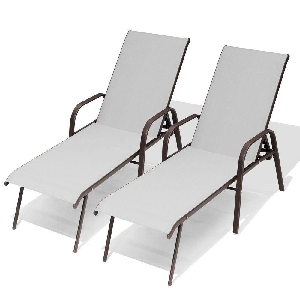 Light Gray 2-Piece Metal Adjustable Outdoor Chaise Lounge price history on PriceWatchPro
