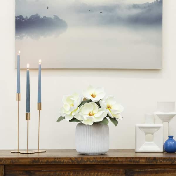 16 in. Artificial Magnolia Arrangement in White Pot
