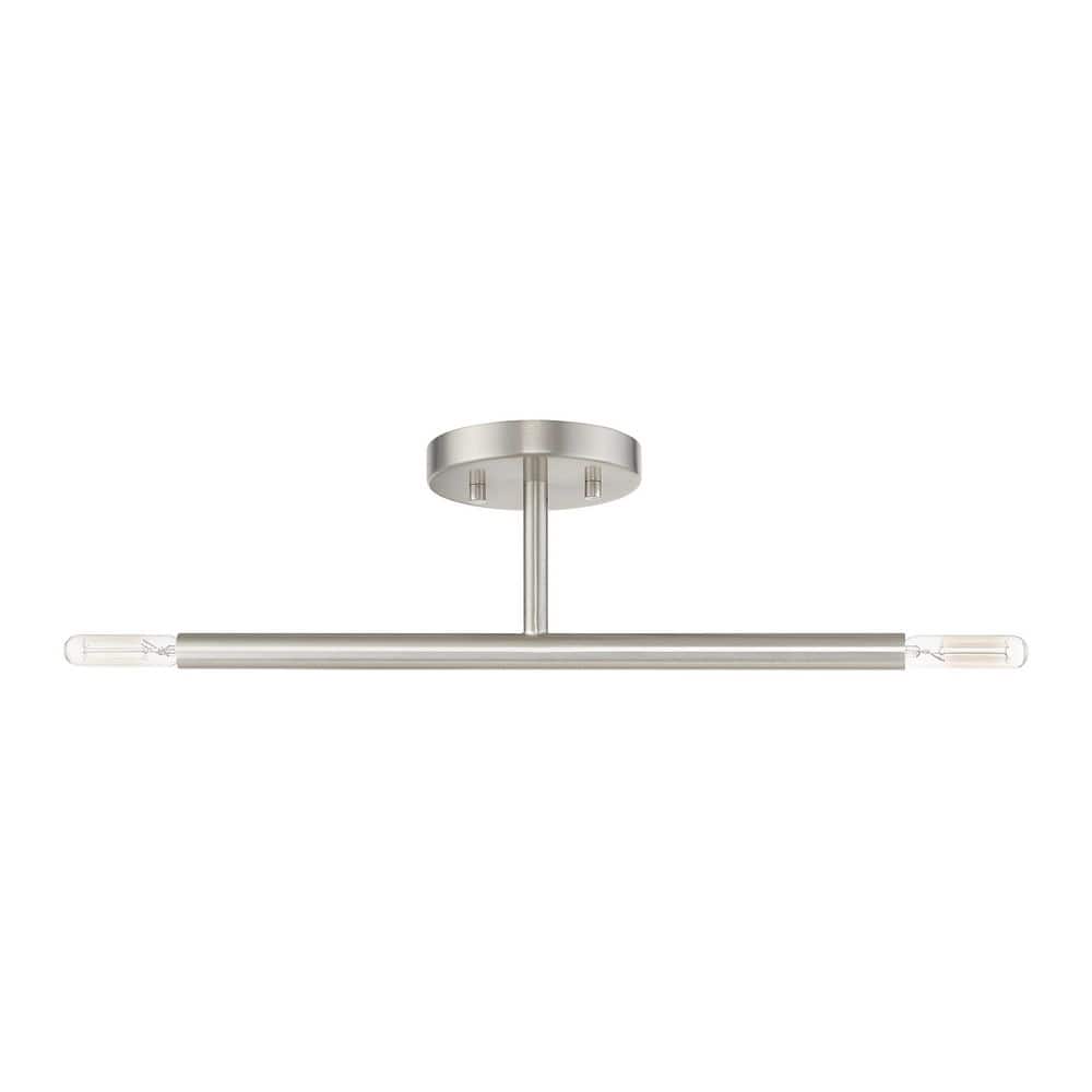 Alden 17 in. 2 Light Linear Brushed Nickel Transitional Semi-Flush Mount for Bedrooms with No Bulbs Included price history on PriceWatchPro