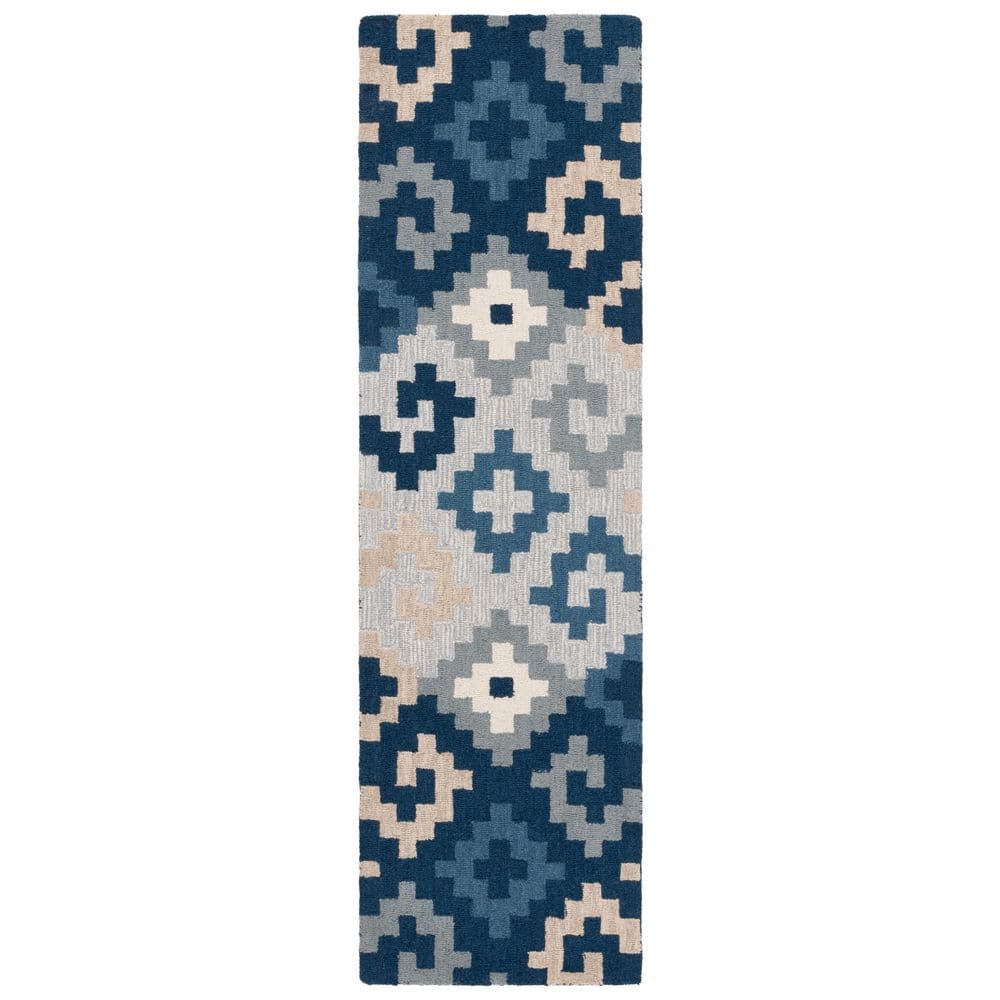 Metro 2 ft. x 8 ft. Blue/Ivory Geometric Diamond Runner Rug price history on PriceWatchPro