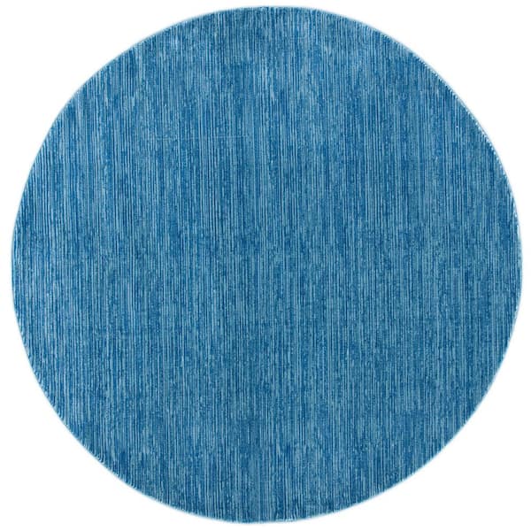 SAFAVIEH Vision Blue 7 ft. x 7 ft. Solid Marle Round Area Rug VSN606M ...